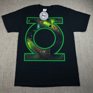 DC Comics Green Lantern Galaxy Logo Black T Shirt Men's Medium Cotton Superhero